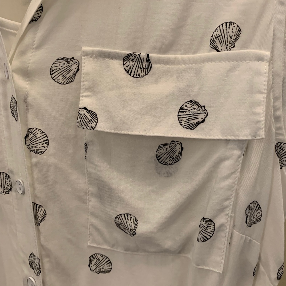 NWOT Seashell Print Nautical Shirt Dress Kensie M - Picture 3 of 8